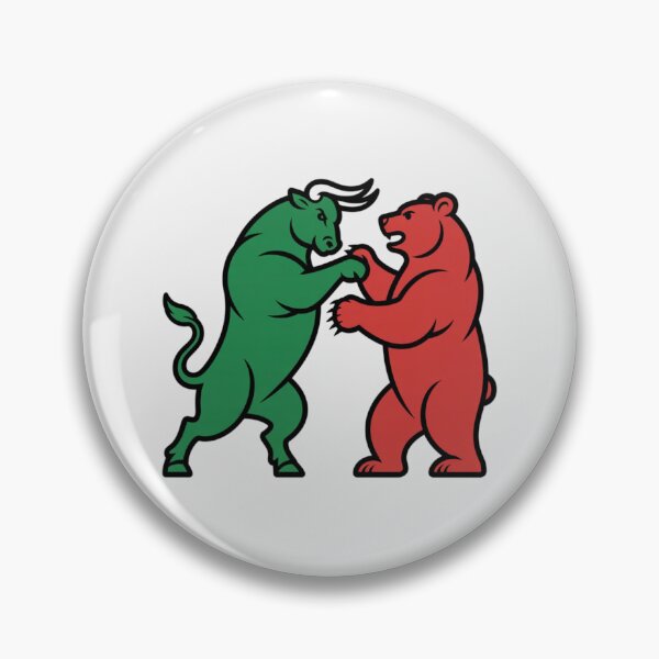 Item preview, a green bull and red bear in opposing combat positions designed and sold by 123ks.