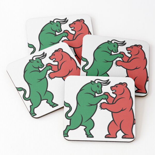 Item preview, a green bull and red bear in opposing combat positions designed and sold by 123ks.