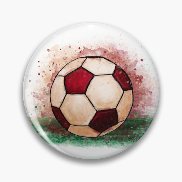 Item preview, Red and white soccer ball, football watercolor for kids designed and sold by NadiaChevrel.