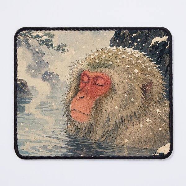Item preview, Snow Monkey Spa - Vintage Japanese Wildlife Ukiyo-e Woodblock  designed and sold by bapupa.