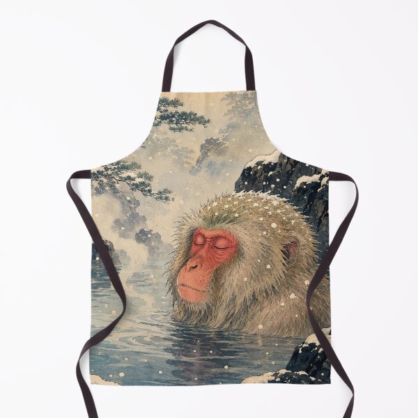Item preview, Snow Monkey Spa - Vintage Japanese Wildlife Ukiyo-e Woodblock designed and sold by bapupa.