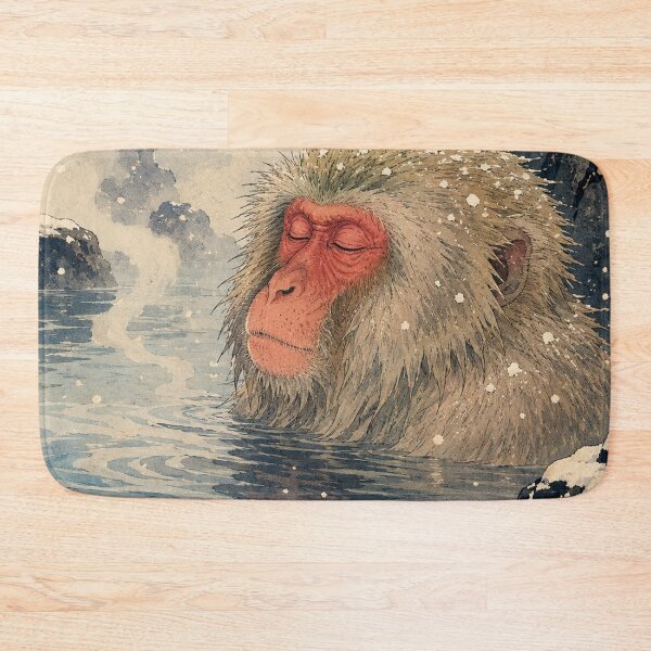 Item preview, Snow Monkey Spa - Vintage Japanese Wildlife Ukiyo-e Woodblock  designed and sold by bapupa.