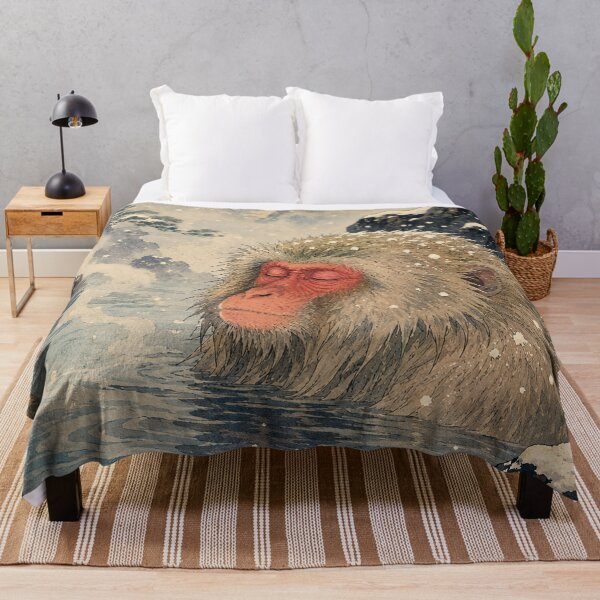 Item preview, Snow Monkey Spa - Vintage Japanese Wildlife Ukiyo-e Woodblock  designed and sold by bapupa.