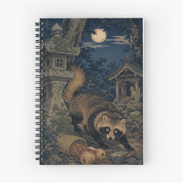 Item preview, Tanuki Night - Vintage Japanese Wildlife Ukiyo-e Woodblock  designed and sold by bapupa.