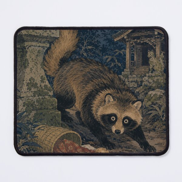Item preview, Tanuki Night - Vintage Japanese Wildlife Ukiyo-e Woodblock designed and sold by bapupa.