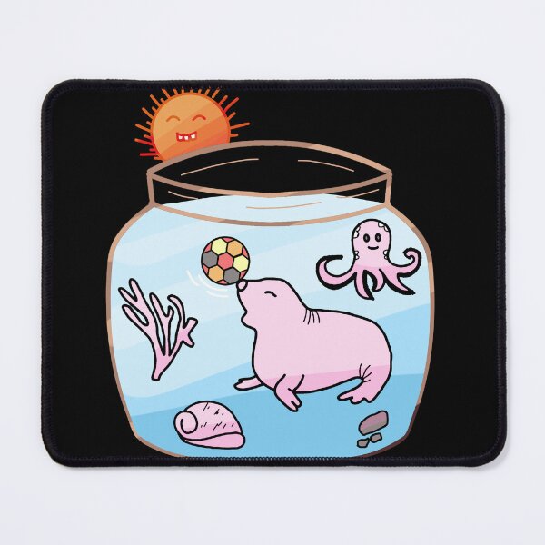 Item preview, Cute Pink Seal Playing Ball Fishbowl Octopus designed and sold by MigWhimsy.