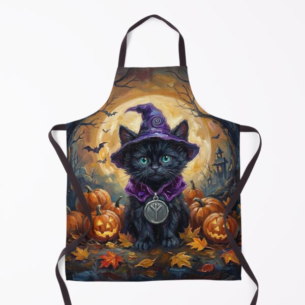 Item preview, Whimsigoth Halloween Black Cat with Algiz Protection Rune designed and sold by Englandbear.