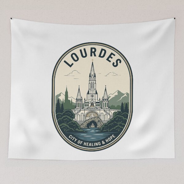 Item preview, Lourdes France Sanctuary City of Healing Vintage Badge designed and sold by k3rstman1.