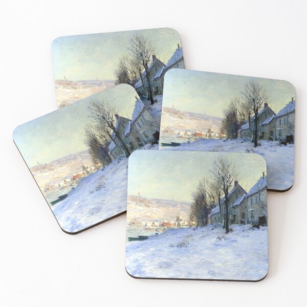 Item preview, Winter Sunlight Over Lavacourt: Impression of Snow, River, and Village Harmony designed and sold by artdesignsnow.