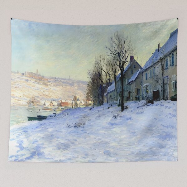 Item preview, Winter Sunlight Over Lavacourt: Impression of Snow, River, and Village Harmony designed and sold by artdesignsnow.