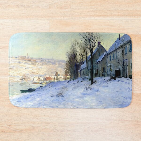 Item preview, Winter Sunlight Over Lavacourt: Impression of Snow, River, and Village Harmony designed and sold by artdesignsnow.