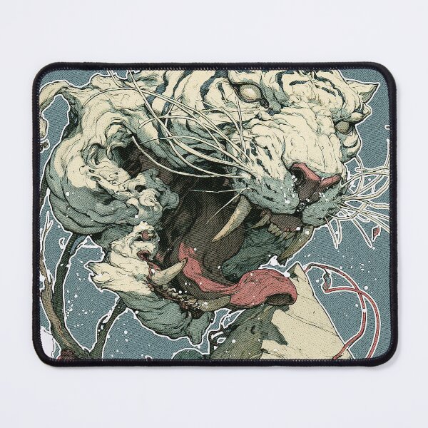 Item preview, Surreal White Tiger Illustration | Dark Aesthetic Skulls and Pyramid Art designed and sold by Qim X Fantasy.