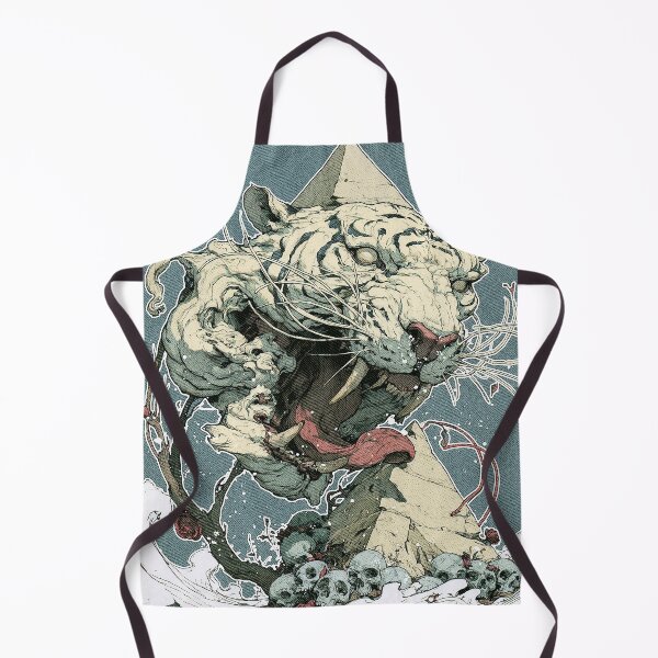 Item preview, Surreal White Tiger Illustration | Dark Aesthetic Skulls and Pyramid Art designed and sold by Qim X Fantasy.