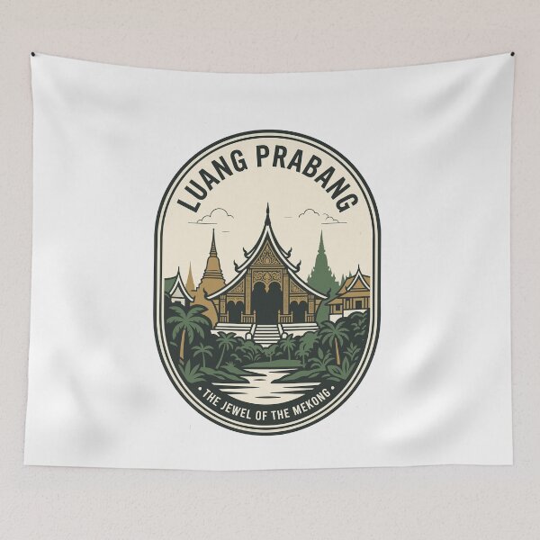 Item preview, Luang Prabang Laos Vintage Travel Mekong Badge designed and sold by k3rstman1.