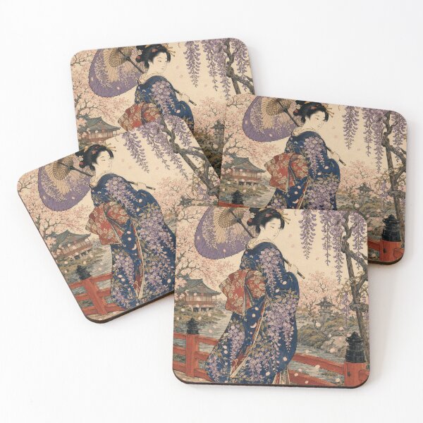 Item preview, Kimono in Bloom - Vintage Japanese Woman Ukiyo-e Woodblock  designed and sold by bapupa.