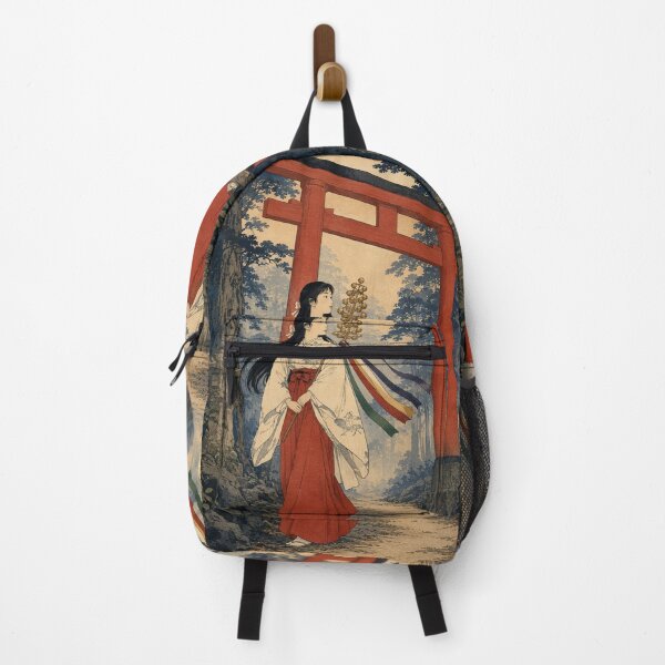Item preview, Miko at the Gates - Vintage Japanese Woman Ukiyo-e Woodblock designed and sold by bapupa.