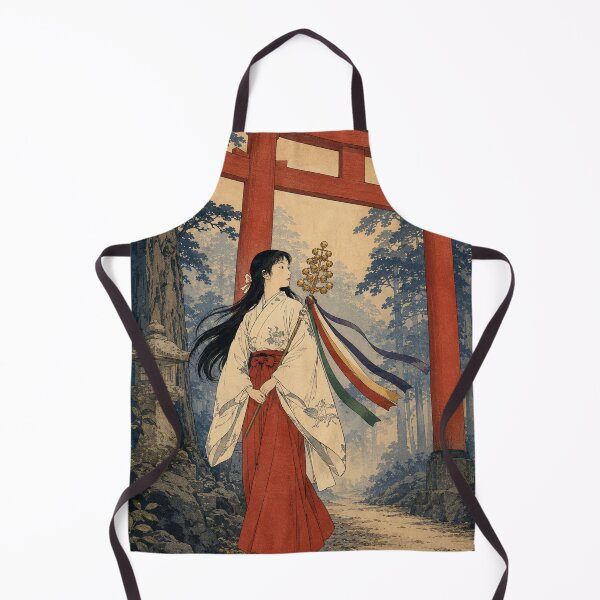 Item preview, Miko at the Gates - Vintage Japanese Woman Ukiyo-e Woodblock designed and sold by bapupa.