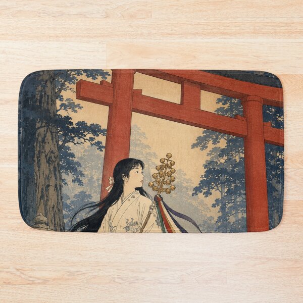 Item preview, Miko at the Gates - Vintage Japanese Woman Ukiyo-e Woodblock  designed and sold by bapupa.
