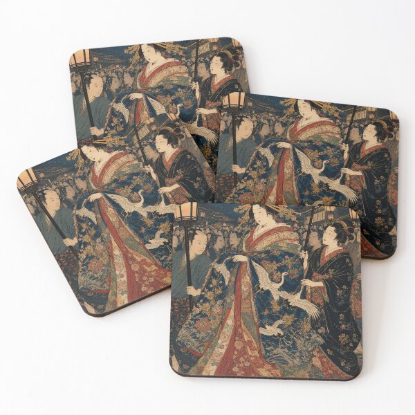 Item preview, Oiran's Procession - Vintage Japanese Woman Ukiyo-e Woodblock  designed and sold by bapupa.