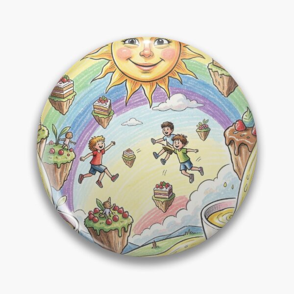 Item preview, Children float in a rainbow sky between islands of cake and flowing lemonade magic. designed and sold by FotoworldEdel.