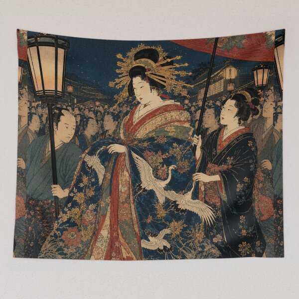 Item preview, Oiran's Procession - Vintage Japanese Woman Ukiyo-e Woodblock  designed and sold by bapupa.