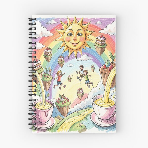 Item preview, Children float in a rainbow sky between islands of cake and flowing lemonade magic. designed and sold by FotoworldEdel.