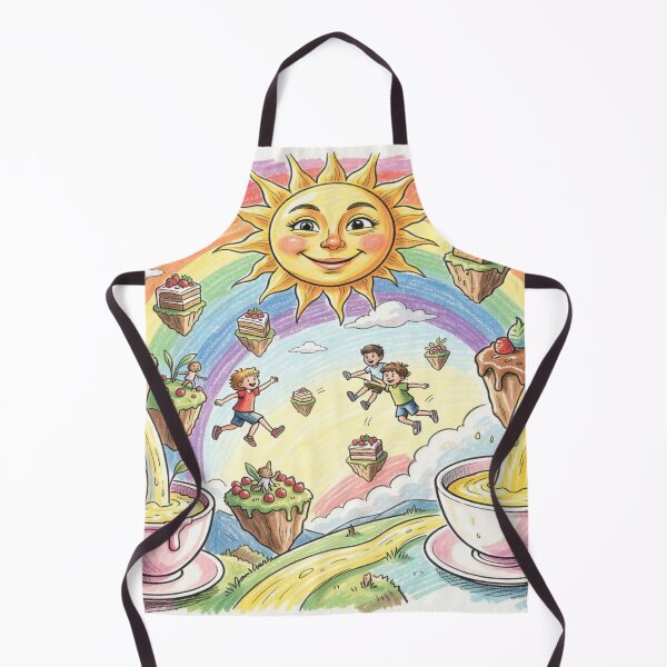 Item preview, Children float in a rainbow sky between islands of cake and flowing lemonade magic. designed and sold by FotoworldEdel.