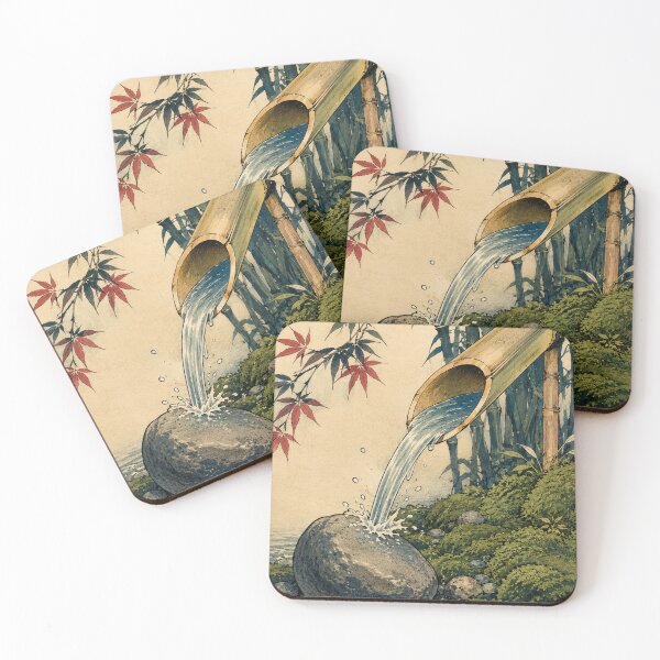 Item preview, Bamboo Water Echo - Vintage Japanese Zen Ukiyo-e Woodblock  designed and sold by bapupa.
