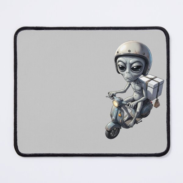 Item preview, Funny Grey Alien Delivery Driver Riding Scooter Motorcycle designed and sold by Sunkhung.