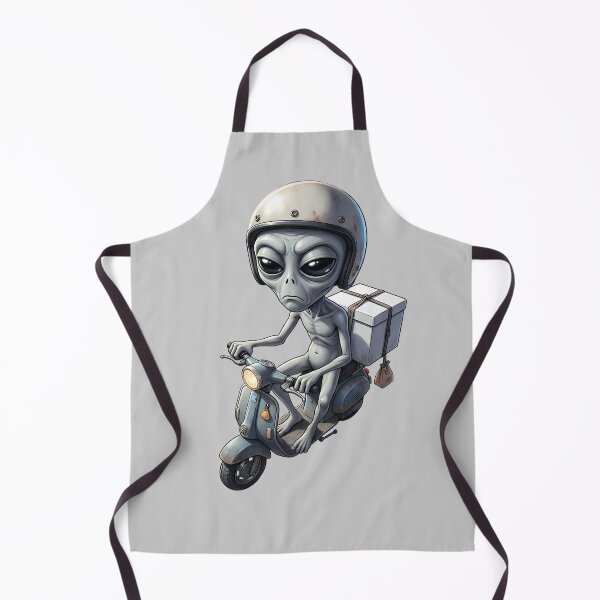Item preview, Funny Grey Alien Delivery Driver Riding Scooter Motorcycle designed and sold by Sunkhung.