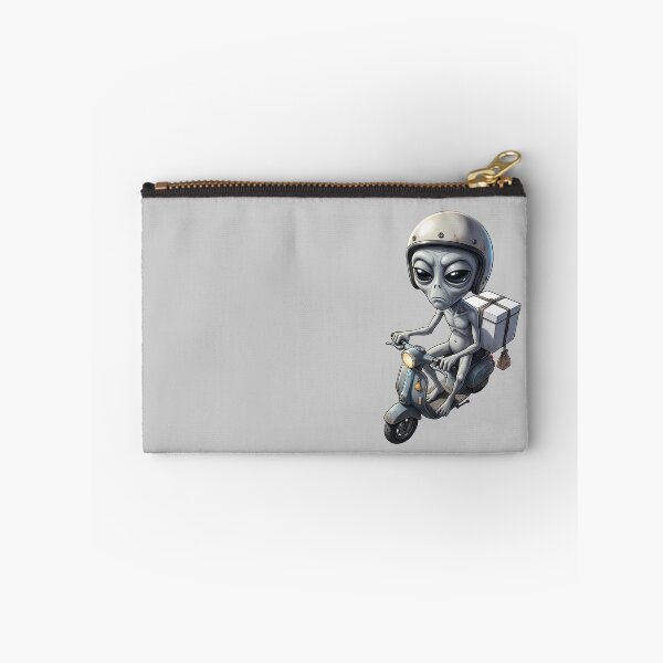 Item preview, Funny Grey Alien Delivery Driver Riding Scooter Motorcycle designed and sold by Sunkhung.
