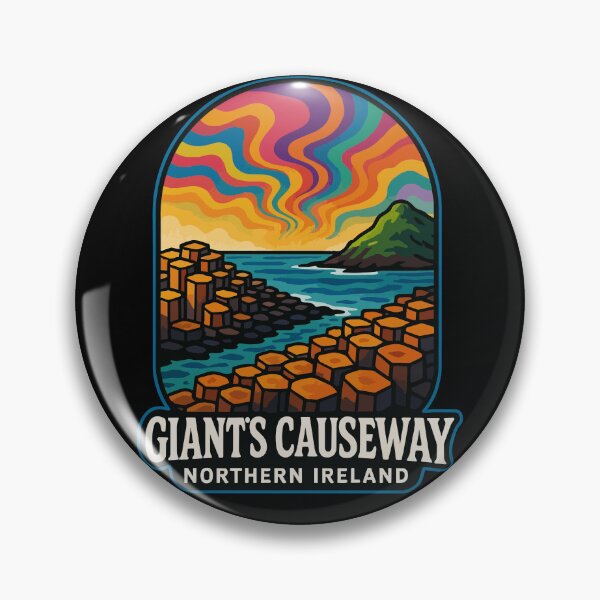 Item preview, Giant's Causeway Northern Ireland Retro Trippy Travel designed and sold by TomFrontierArt.