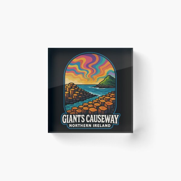 Item preview, Giant's Causeway Northern Ireland Retro Trippy Travel designed and sold by TomFrontierArt.
