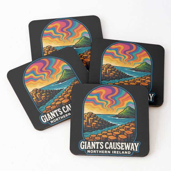 Item preview, Giant's Causeway Northern Ireland Retro Trippy Travel designed and sold by TomFrontierArt.