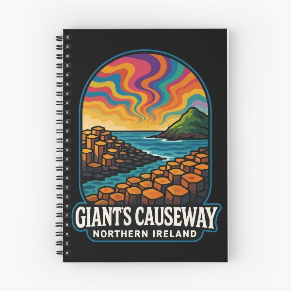Item preview, Giant's Causeway Northern Ireland Retro Trippy Travel designed and sold by TomFrontierArt.
