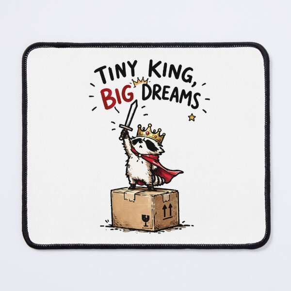 Item preview, Tiny King Big Dreams Raccoon King Cartoon – Cute Cardboard Box Crown Animal Illustration designed and sold by Spyshirt.