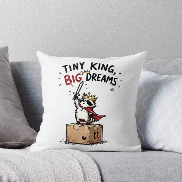 Item preview, Tiny King Big Dreams Raccoon King Cartoon – Cute Cardboard Box Crown Animal Illustration designed and sold by Spyshirt.