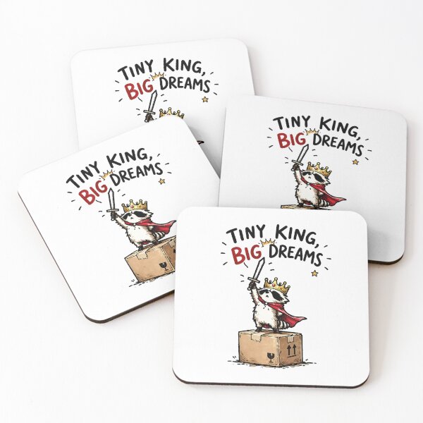 Item preview, Tiny King Big Dreams Raccoon King Cartoon – Cute Cardboard Box Crown Animal Illustration designed and sold by Spyshirt.