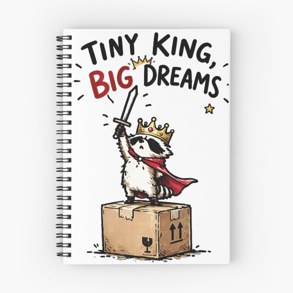 Item preview, Tiny King Big Dreams Raccoon King Cartoon – Cute Cardboard Box Crown Animal Illustration designed and sold by Spyshirt.