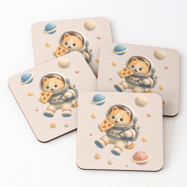 Item preview, Cute Astronaut Cat Eating Space Pizza designed and sold by ArtdesignsA.