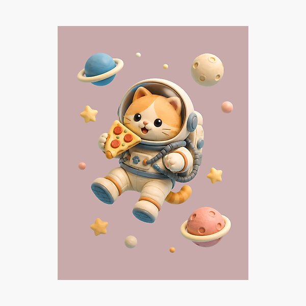 Item preview, Cute Astronaut Cat Eating Space Pizza designed and sold by ArtdesignsA.