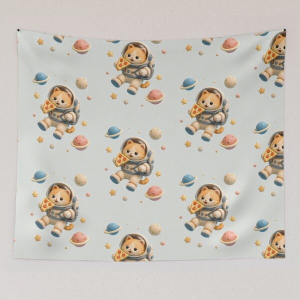 Item preview, Cute Astronaut Cat Eating Space Pizza designed and sold by ArtdesignsA.