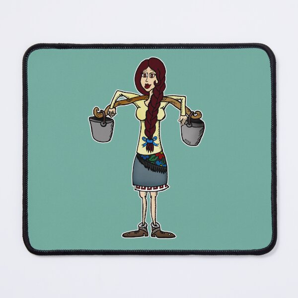Item preview, Funny Ukrainian Halya Carries Water Cartoon – Cute Traditional Bucket Yoke Art designed and sold by MyxaART.