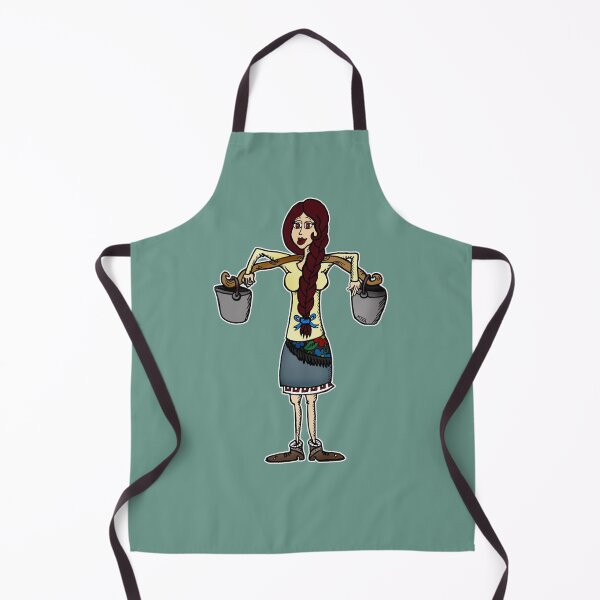 Item preview, Funny Ukrainian Halya Carries Water Cartoon – Cute Traditional Bucket Yoke Art designed and sold by MyxaART.