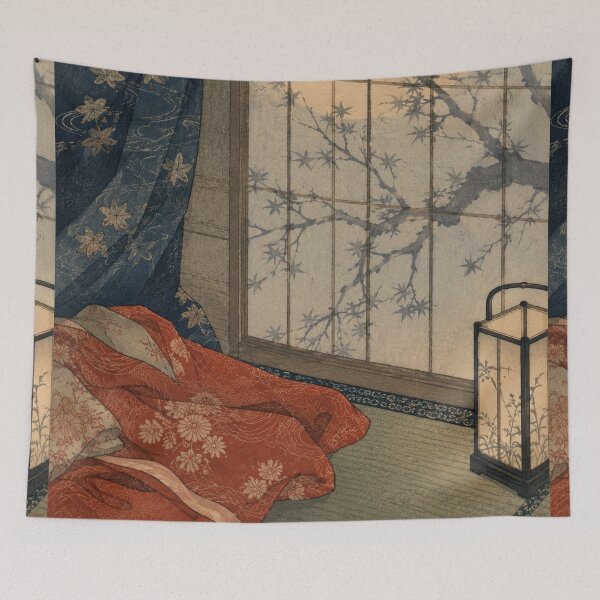 Item preview, Silent Shoji Glow - Vintage Japanese Zen Ukiyo-e Woodblock  designed and sold by bapupa.