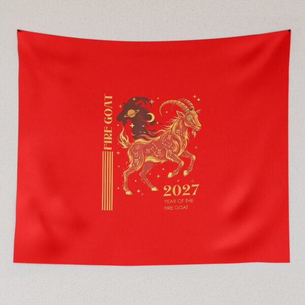 Item preview, Fire Goat 2027 Year Of The Goat Chinese Zodiac Astrology Birth Year designed and sold by GrumpySableye.