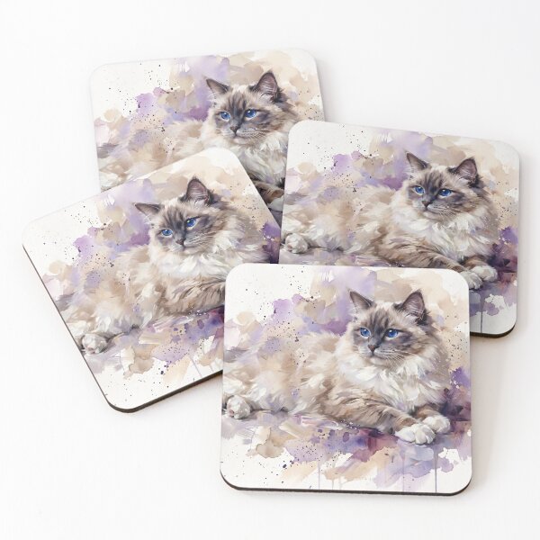 Item preview, Elegant Ragdoll Cat Watercolor Art Portrait designed and sold by Paolo-Bandal.