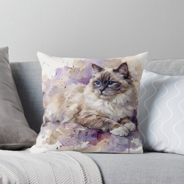 Item preview, Elegant Ragdoll Cat Watercolor Art Portrait designed and sold by Paolo-Bandal.