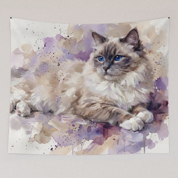 Item preview, Elegant Ragdoll Cat Watercolor Art Portrait designed and sold by Paolo-Bandal.