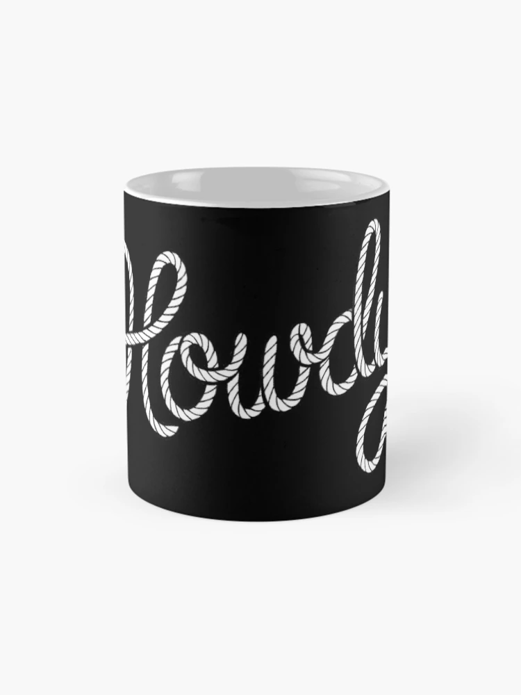 Thumbnail 4 of 6, Coffee Mug, The Word Howdy Rope Script | Western Rodeo Style designed and sold by Altered Pixels.